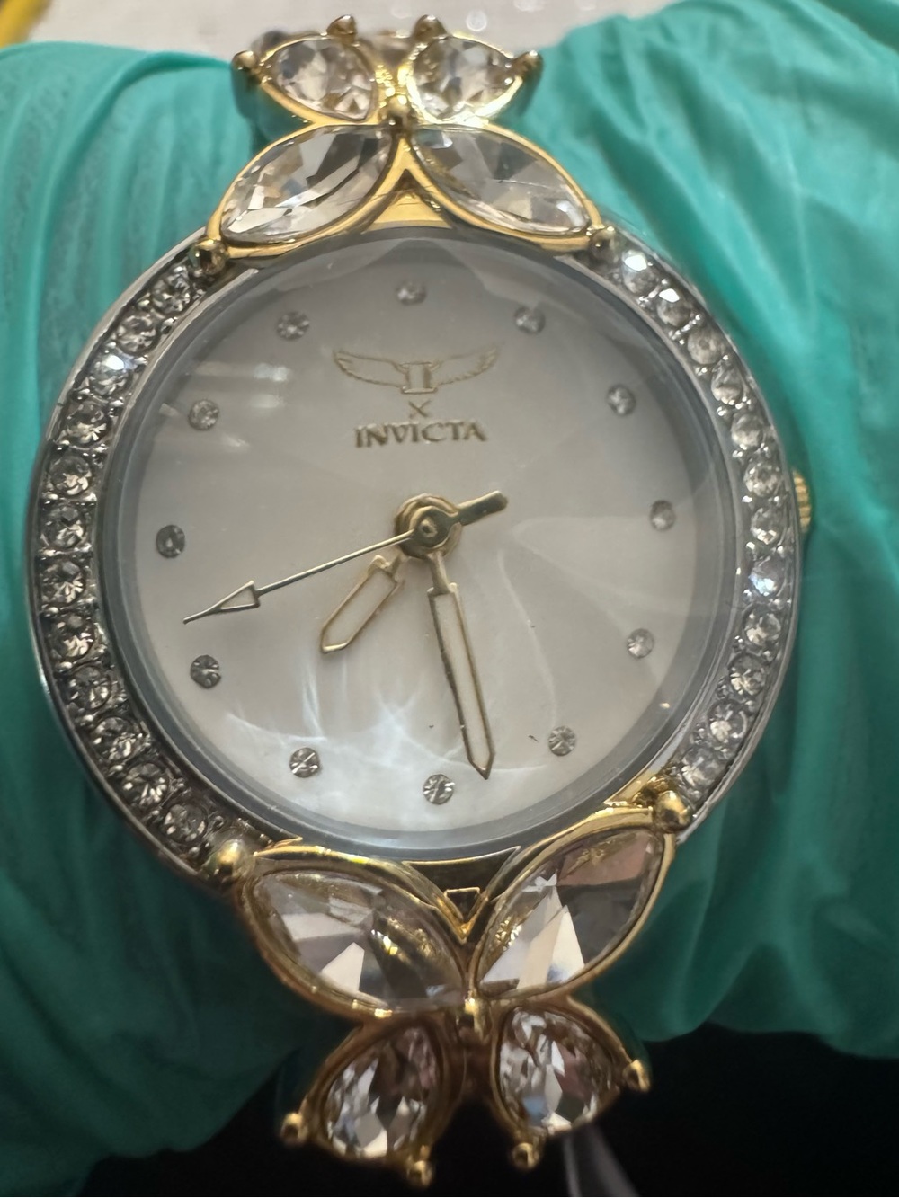 Invicta Two-Tone Gold and Silver Crystal Butterfly Women's Watch - Picture 4 of 5